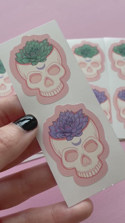 Skull Planter Succulent Vinyl Stickers